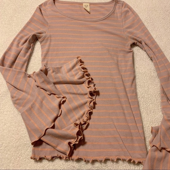 Free People Good Find Bell Fluted Sleeve Ribbed Top - Picture 8 of 14